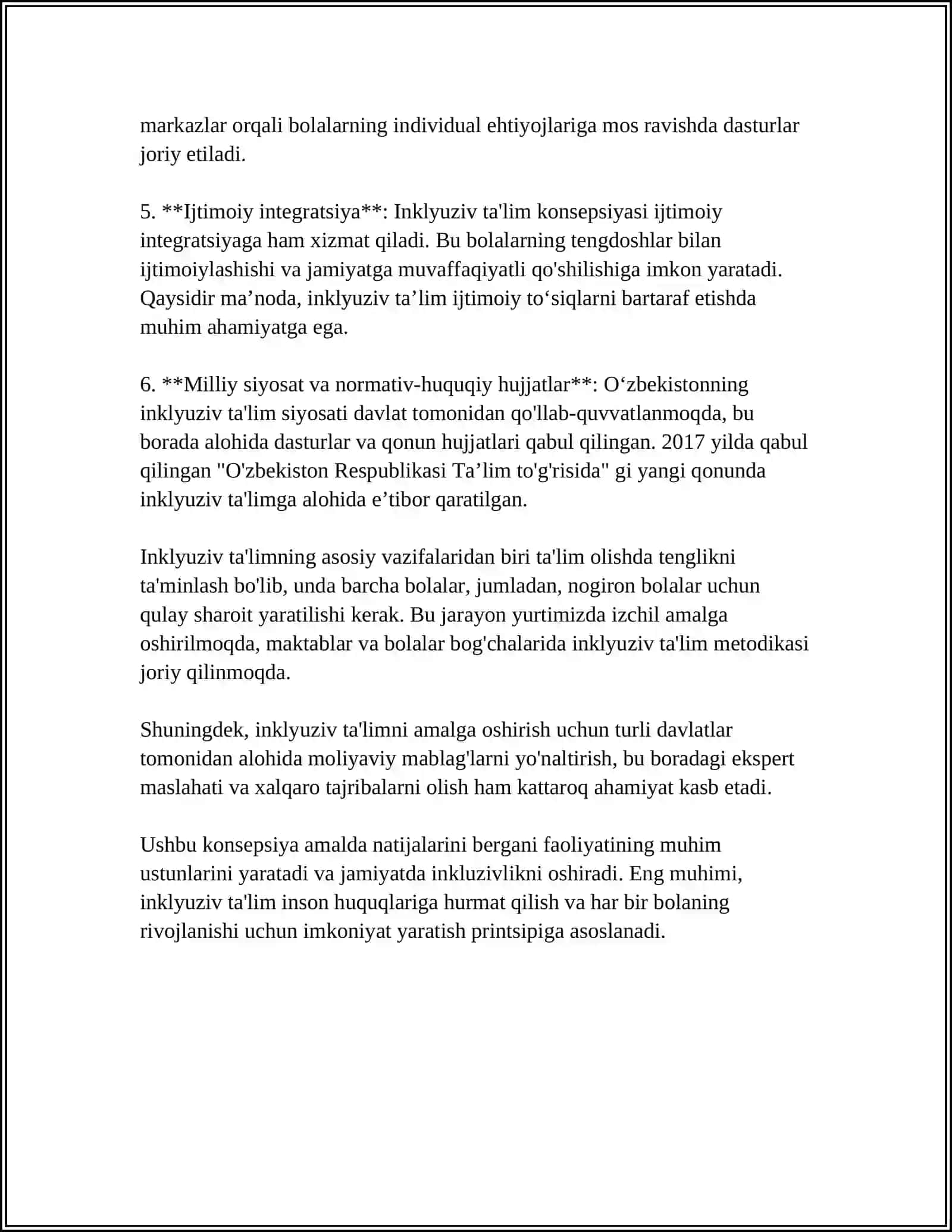 ARABISTON DAVLATI INKLYUZIV SINF BOLLARI TAʼLIM TARBIYASI 4