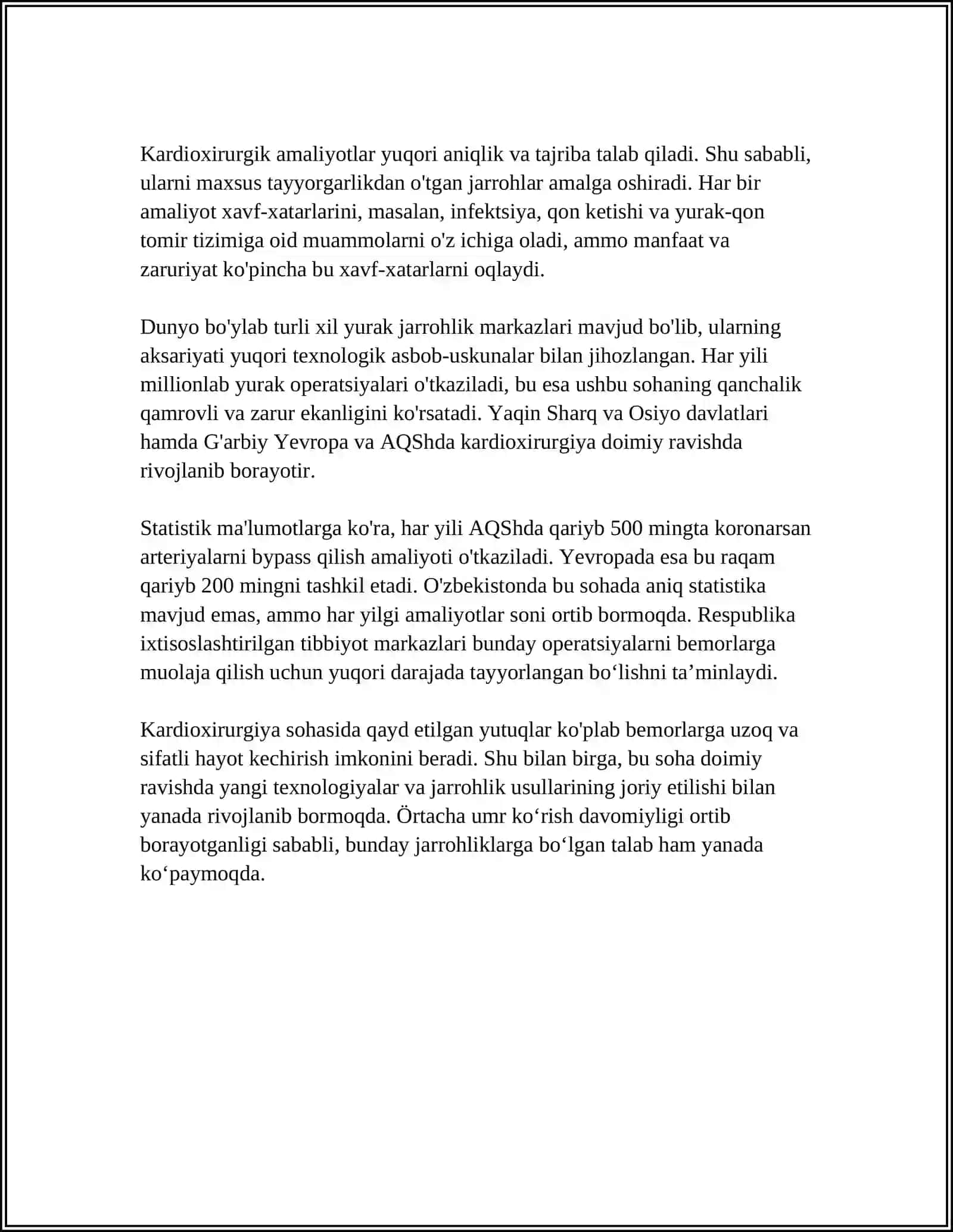 XIRURGIYA MARKAZINING KARDIOXIRURGIYA MAJMUASI HAQIDA MAʼLUMOT 4