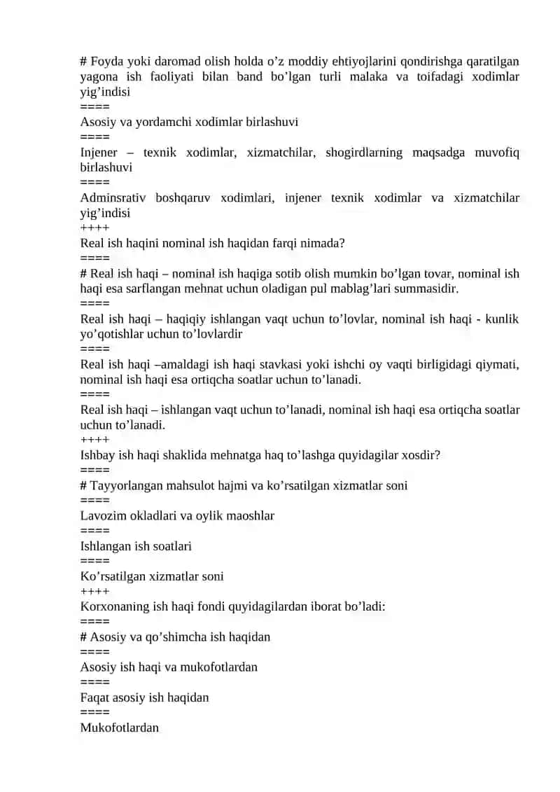 Biznes reja tuzish fanidan yakuniy nazorat savollari 4