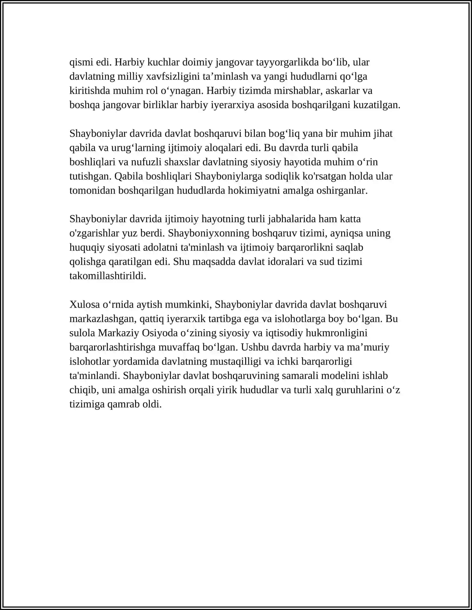 MOVAROUNNAHR SHAYBONIYLAR VA ASHTARXONIYLAR HUKMRONLIGI DAVRIDA. SHAYBONIYLAR VA ASHTARXONIYLAR DAVRIDA MADANIY HAYOT 4
