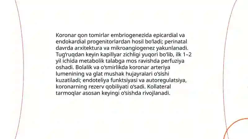 Miokardda qon bilan ta'minlanishni yoshga boğliq xususiyatlari. Bolalar va osmirinlarda yurak qon tomir tizimining funktsional kõrsatkichlarining yosh xususiyatlari 4