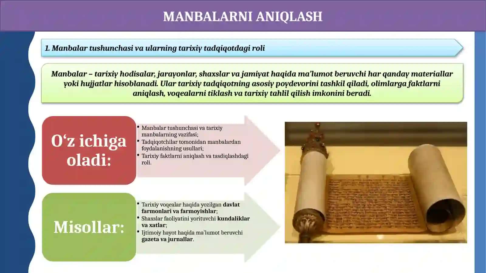 Manbalarni o‘rganish aniqlash tiklash tahlil qilish 4