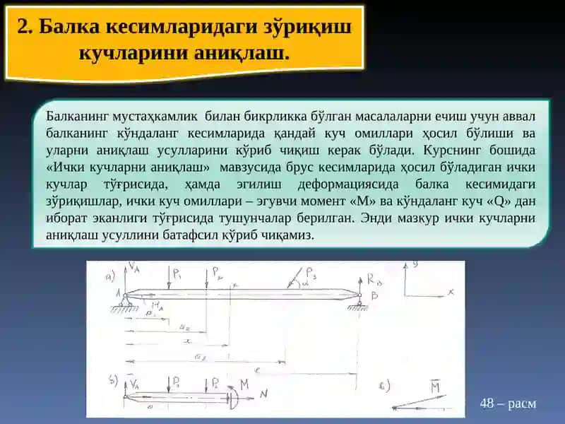 Балканинг мустаҳкамлик билан бикрликка бўлган масалаларни ечиш 4