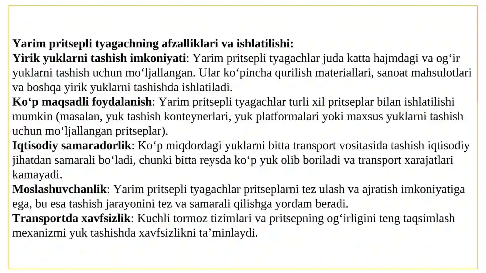 Avtosamasvallar va avtopoyezdlar – yarim pritsepli tyagachlar ularning ishlatilishi va konstruktiv tuzilishi 4