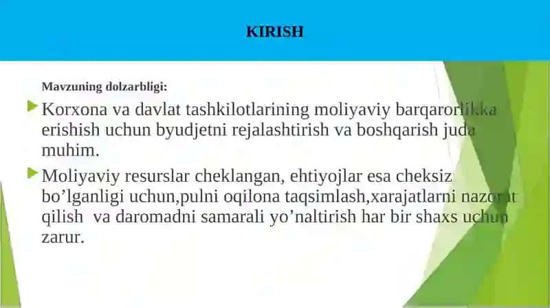 Byudjetni rejalashtirish va boshqarish 4