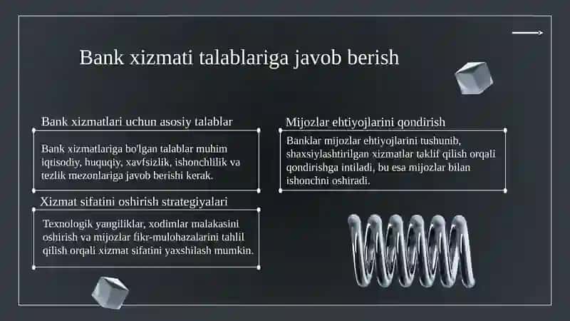 Bank xizmatchisi va bank boshqaruv madaniyati mezonlar nomli 11 betdan iborat taqdimot 4