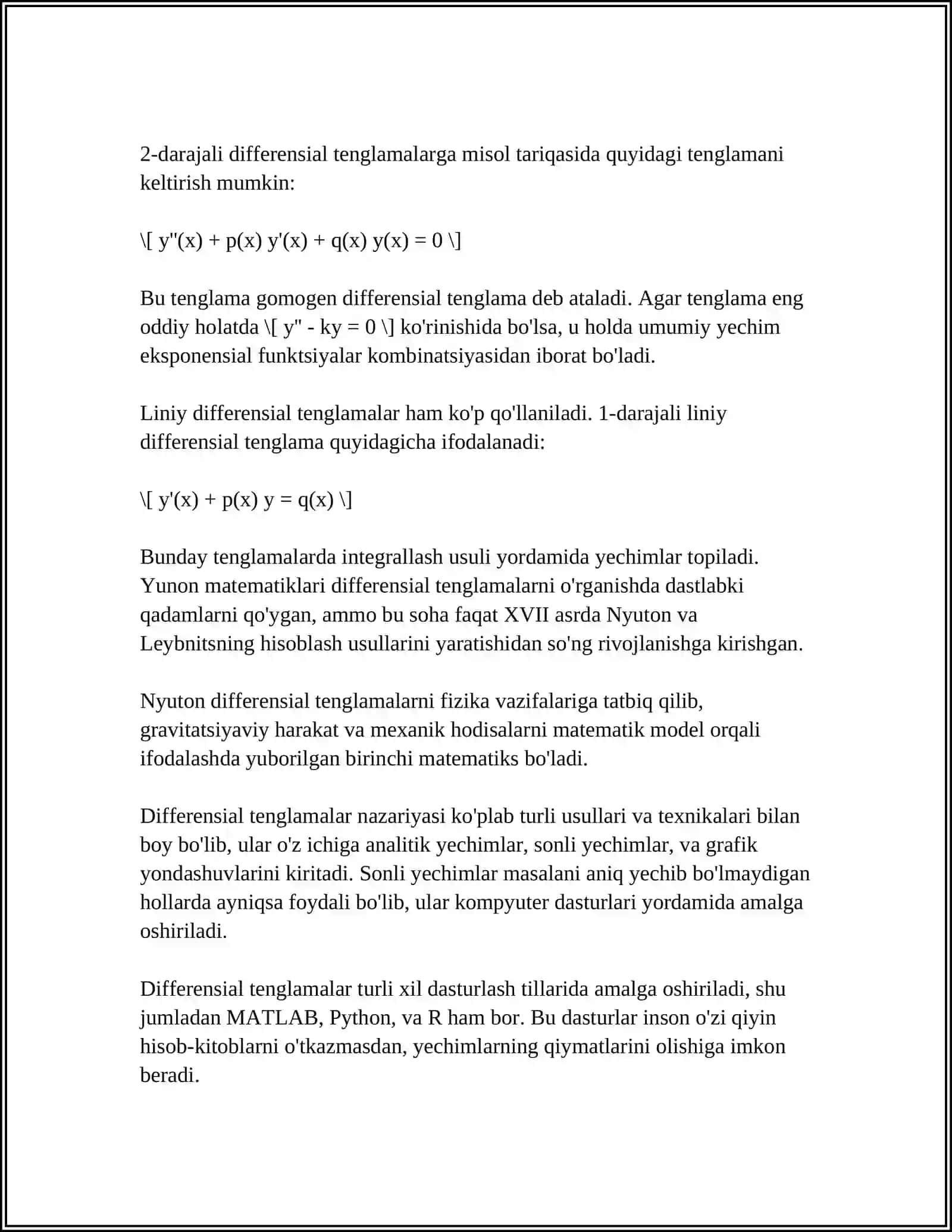 DIFFRENSIAL TENGLAMALAR 4