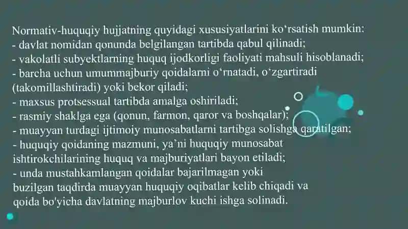 Normativ-huquqiy hujjat-huquqning manbasi 4