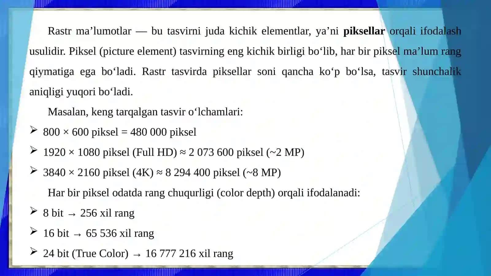 Rastr va vektor ma’lumotlar. Rastr va vektor tushunchalari. Farqlari va afzalliklari 4