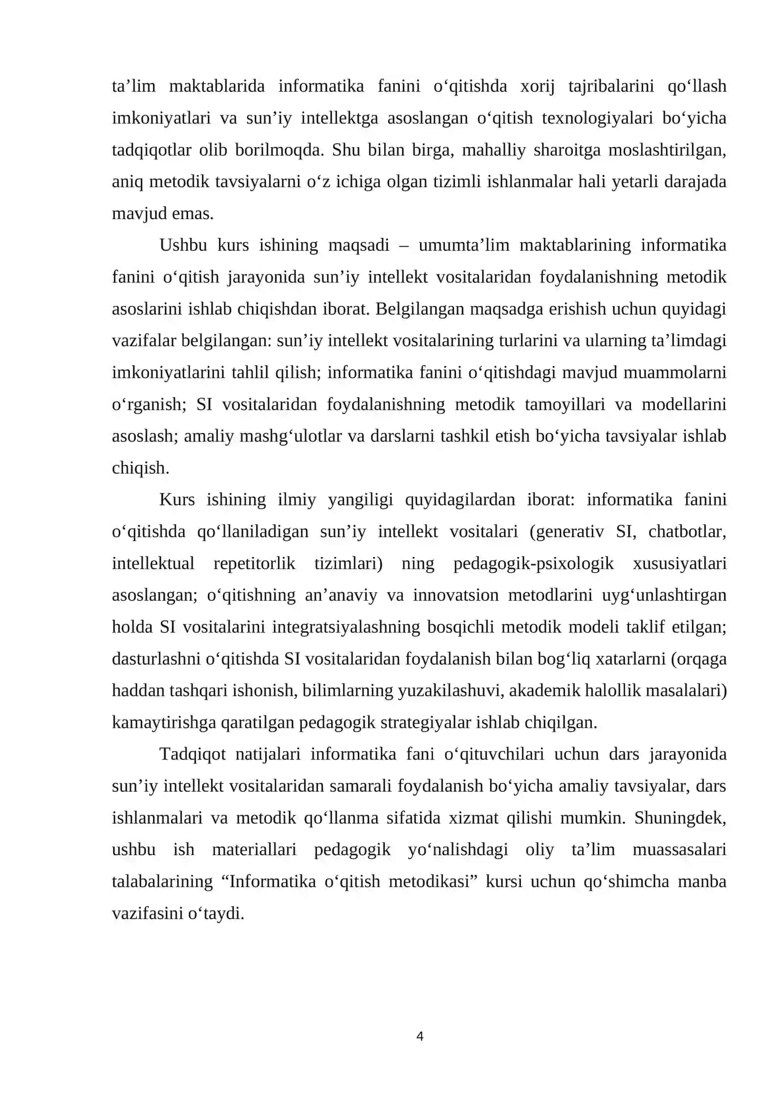 Sun'iy intellekt vositalaridan Informatika fanini oʻqitishda foydalanish metodikasi. 4