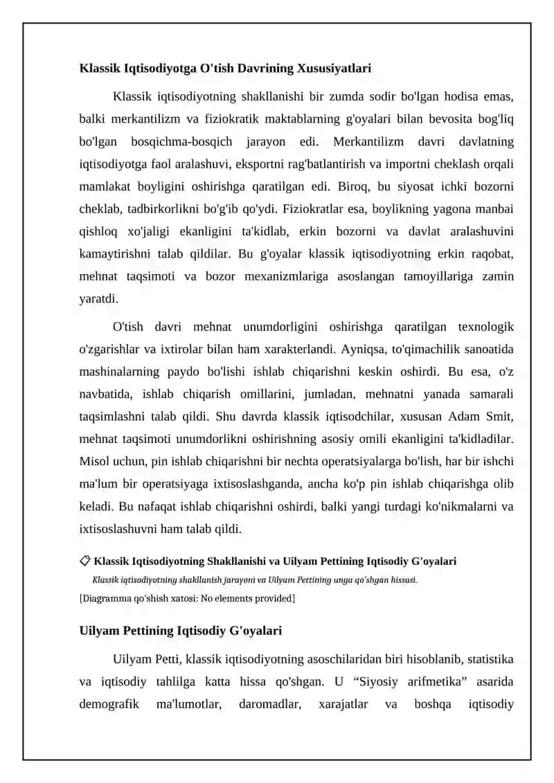 Klassik iqtisodiyotning shakllanishi, V.Petti iqtisodiy g‘oyalari 4