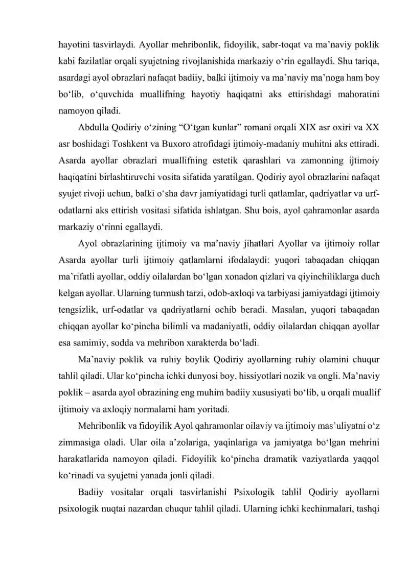 ABDULLA QODIRIYNING “O‘TGAN KUNLAR” ASARIDA AYOLLAR OBRAZINING BADIIY XUSUSIYATLARI 4