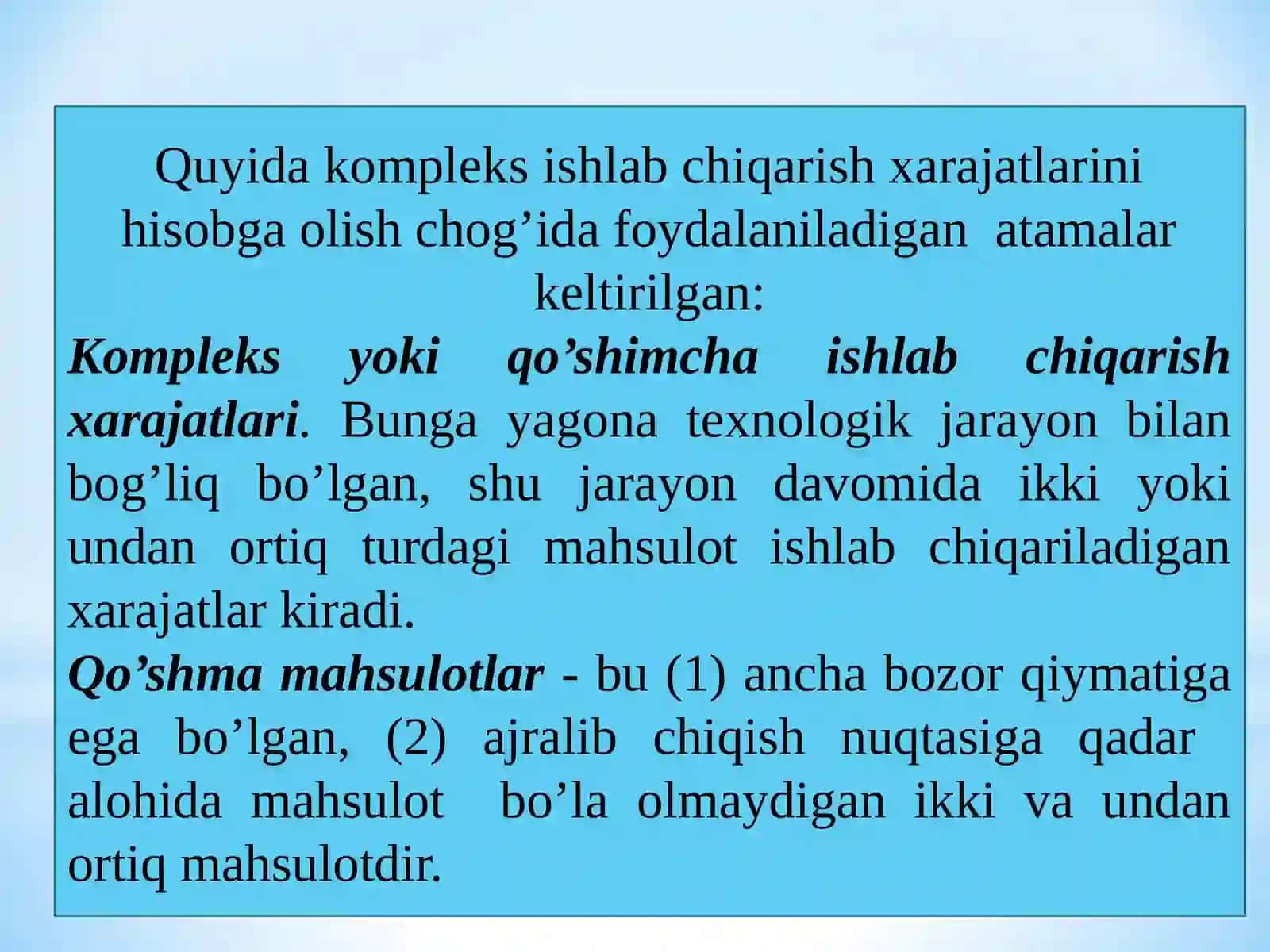Kompleks ishlab chiqarish xarajatlari 4