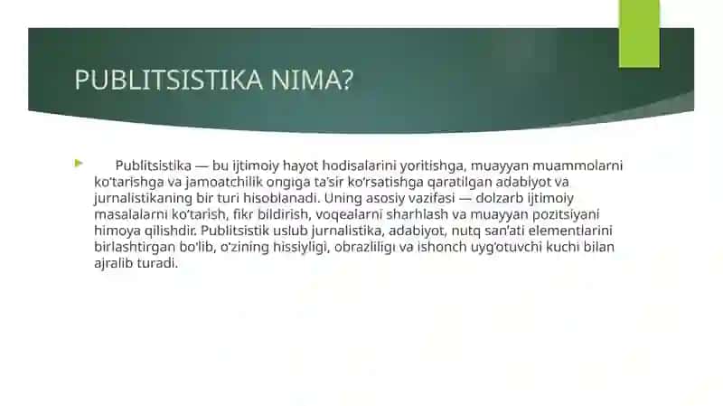 Publitsistik maqolalar bilan tanishish va tahlil qilish. Men tanlagan soha va OAV mavzusida esse yozish 4