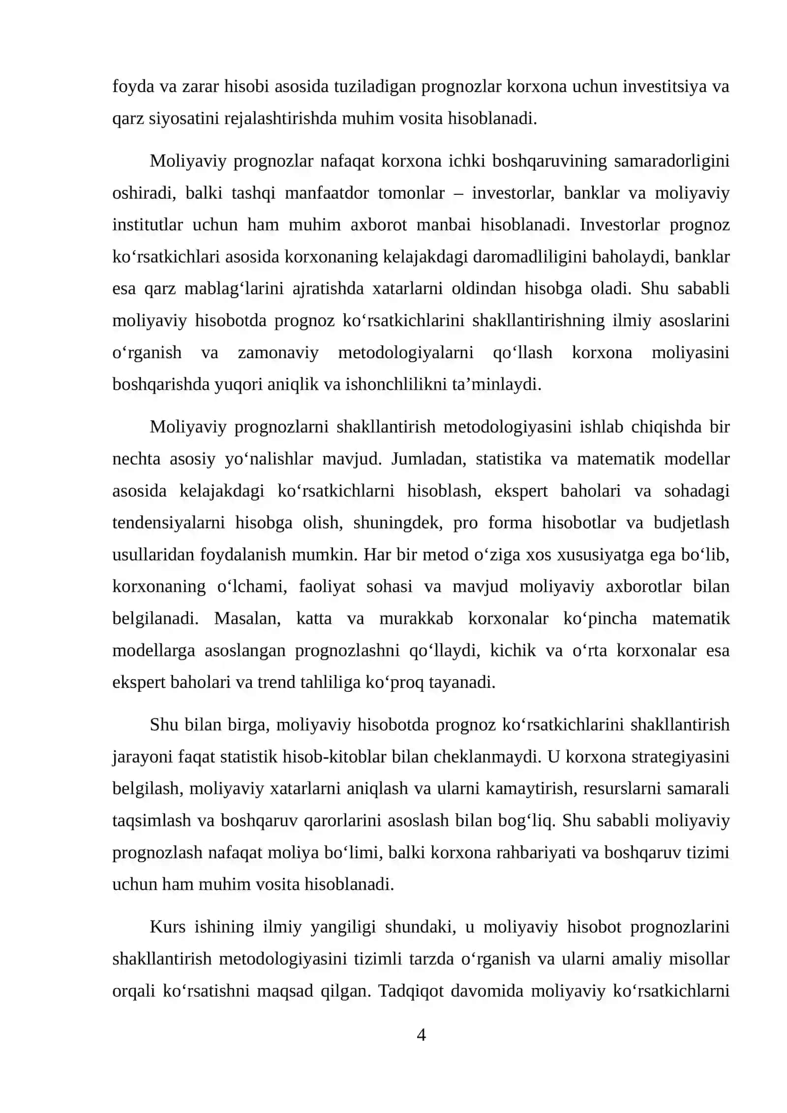 MOLIYAVIY HISOBOTDA PROGNOZ KO‘RSATKICHLARINI SHAKLLANTIRISH METODOLOGIYASI 4