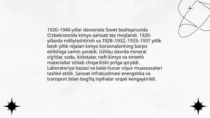 Oʻzbekistonda kimyo sanoatining rivojlanish bosqichlari 4