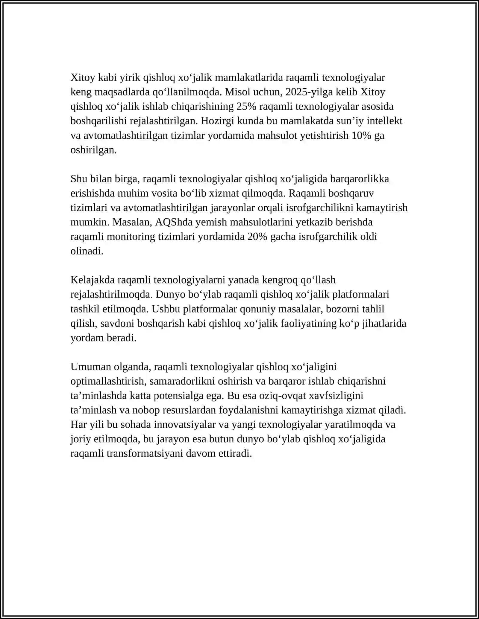 RAQAMLI QISHLOQ XOʻJALIK ISTIQBOLLARI 4
