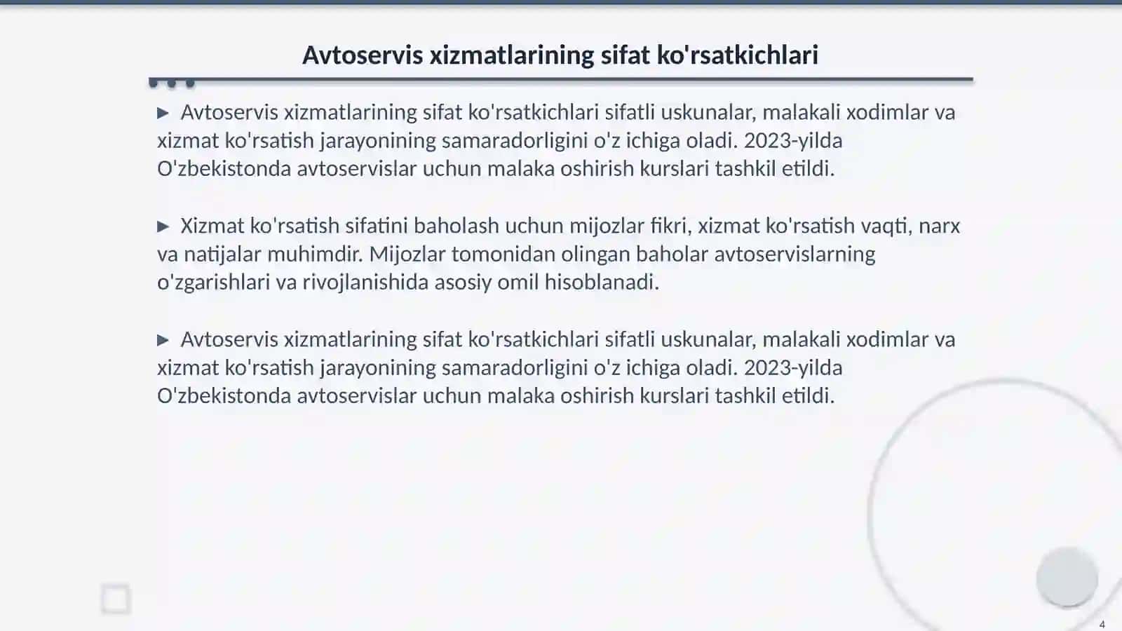 Avtoservis xizmati sifati yol harakati havfsizligiga ta'sir etadimi 4