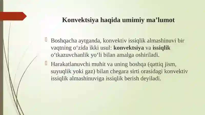 Konvektsiya va issiqlik almshinuvi 4