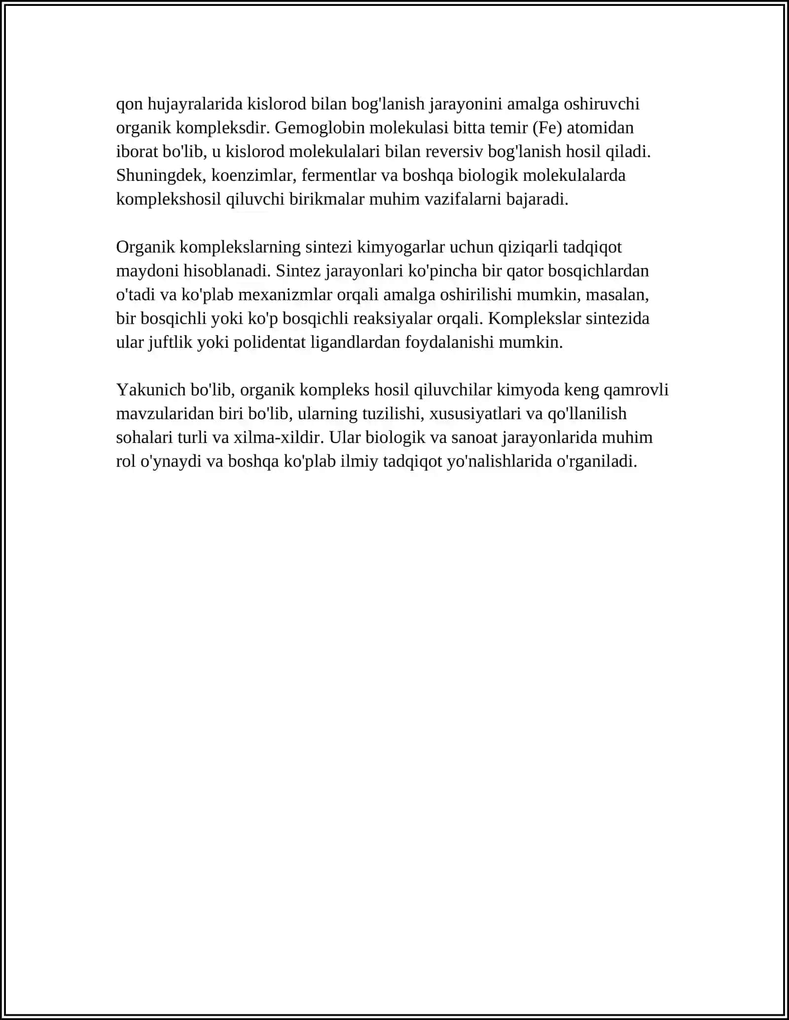 ORGANIK KOMPLEKS HOSIL QILUVCHILAR.ULARNING YUTUQ VA KAMCHLIKLARI TEXNOLOGIYADA QO'LLANILISHI 4