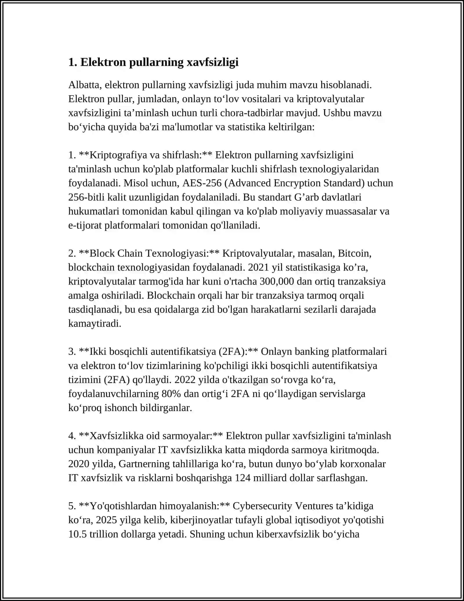 Elektron pullar va qog'oz pullarning qulayliklari 4