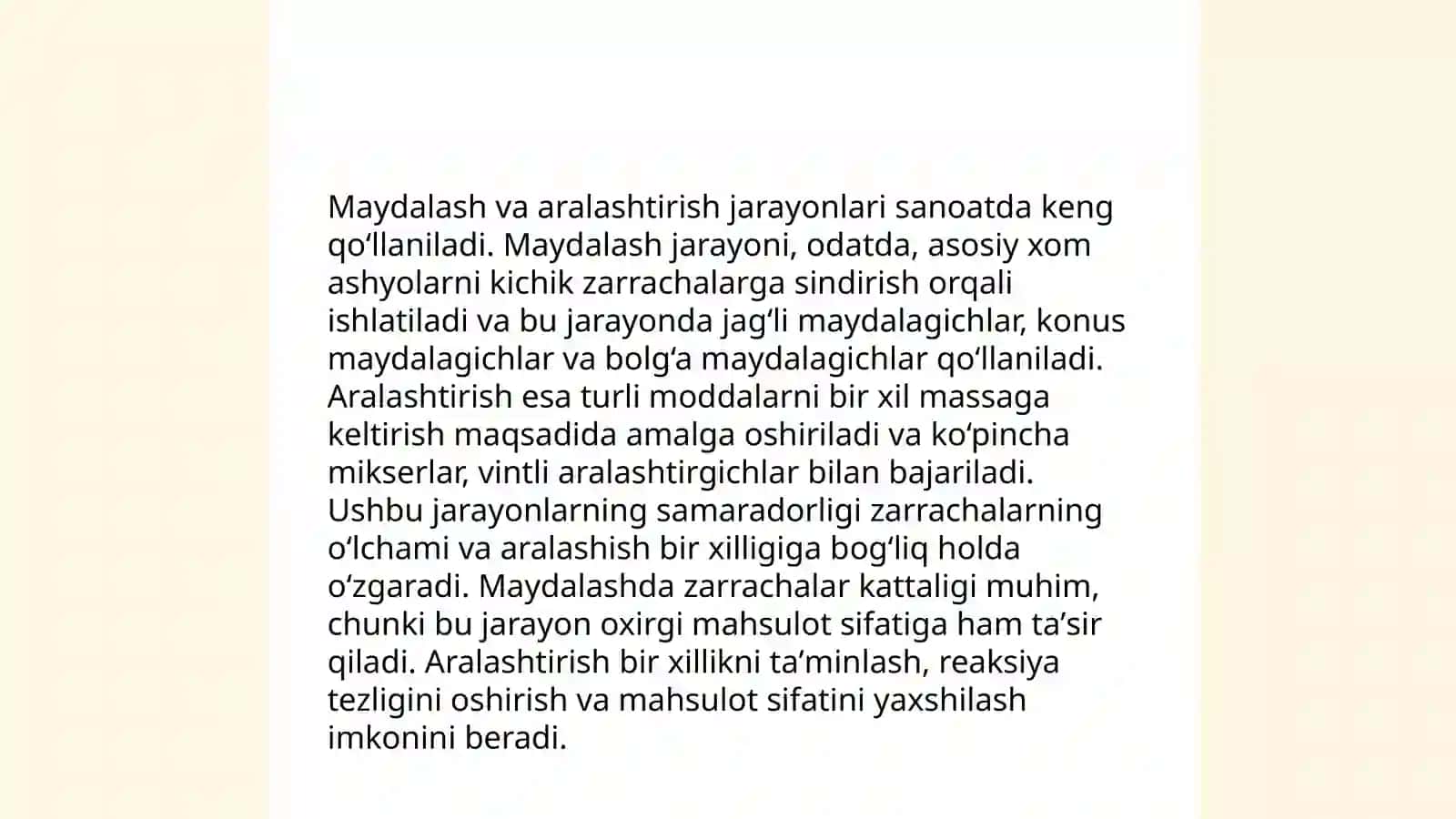 Dorilarni og'irlik bo'yicha dozalarga bo'lish Maydalash 4