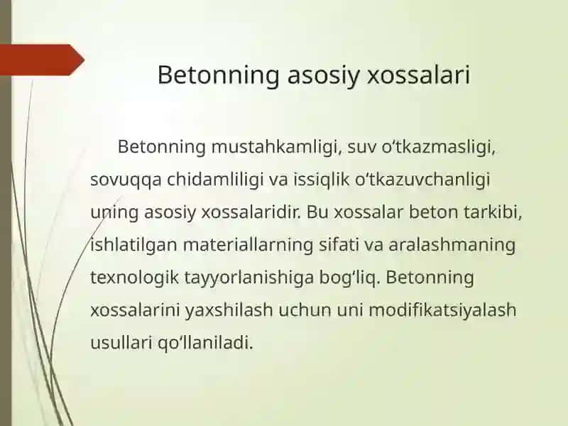 Beton. Beton tarkibini mineral va polimer moddalar bilan modifikatsiyalash usullari 4