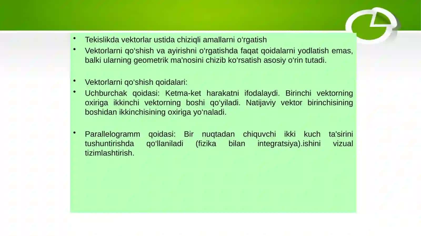 Tekislikda va fazoda vektorlarni o‘qitish metodikas 4