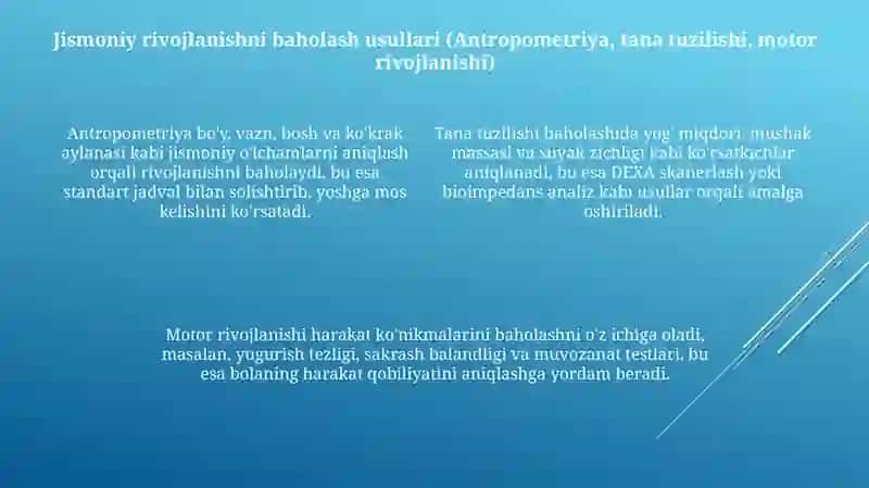 Jismoniy rivojlanishni aniqlovchi mezonlar va testlar 4