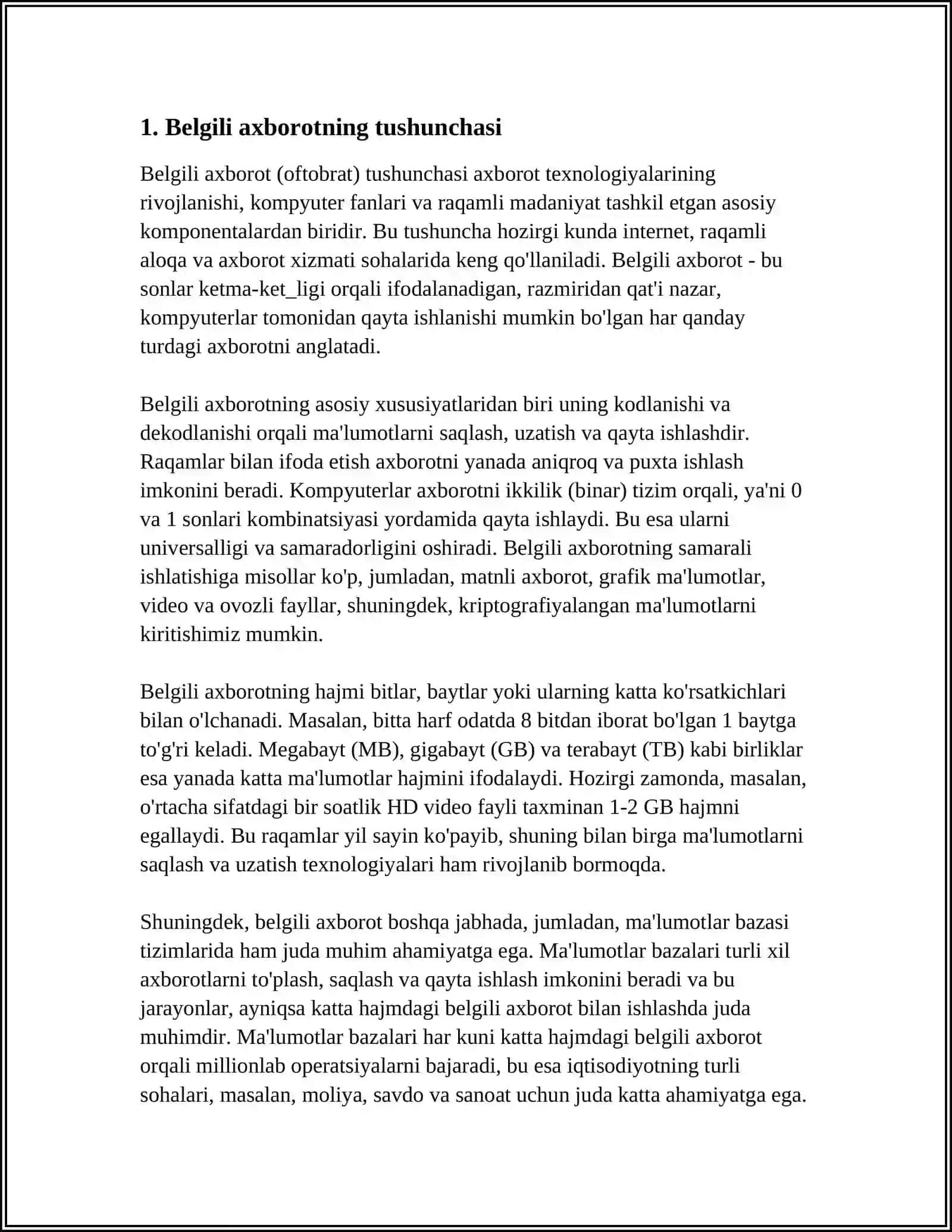BELGILI AXBOROTNI KODLASH 4