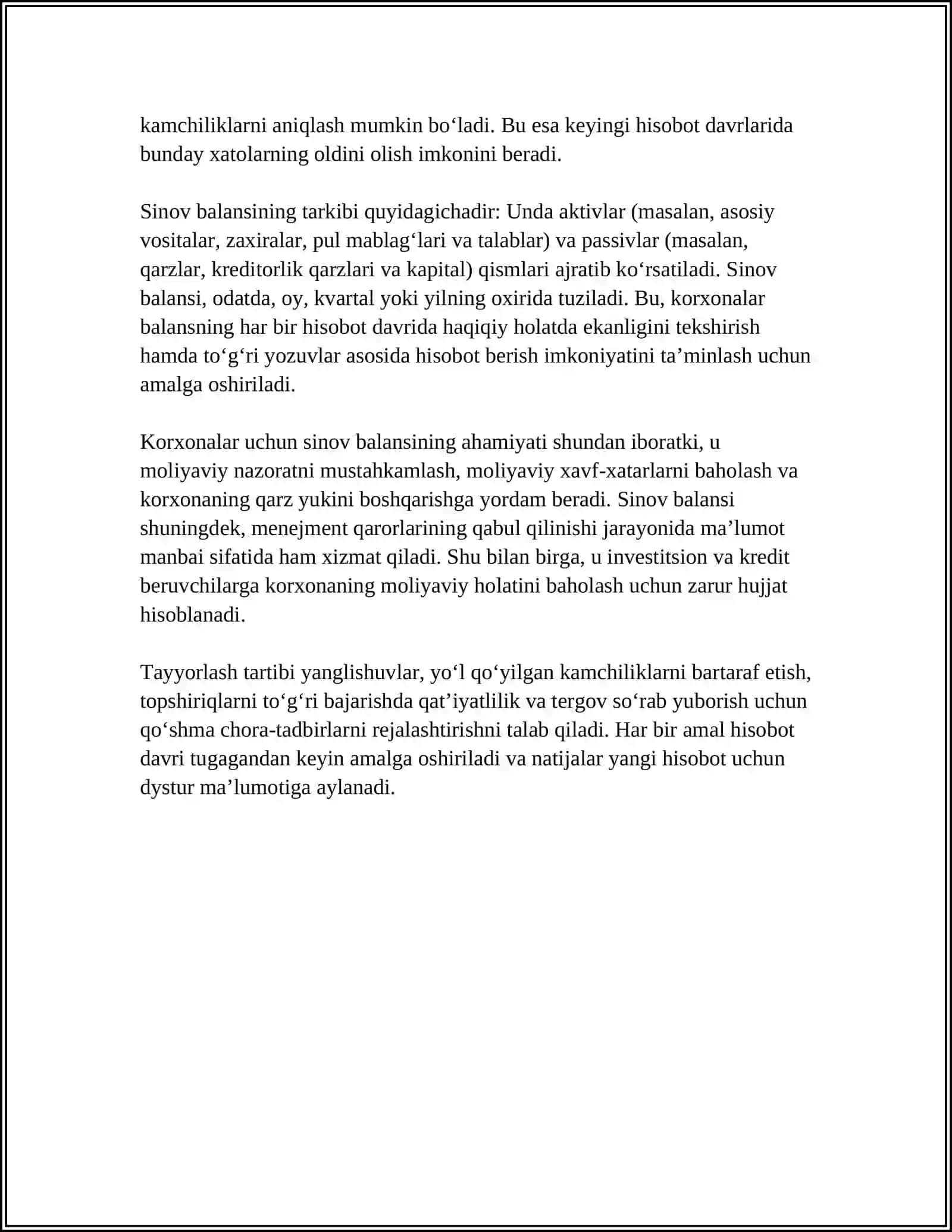 SINOV BALANSINING TUZILISHI VA UNING AHAMIYATI, TAYYORLASH TARTIBI 4