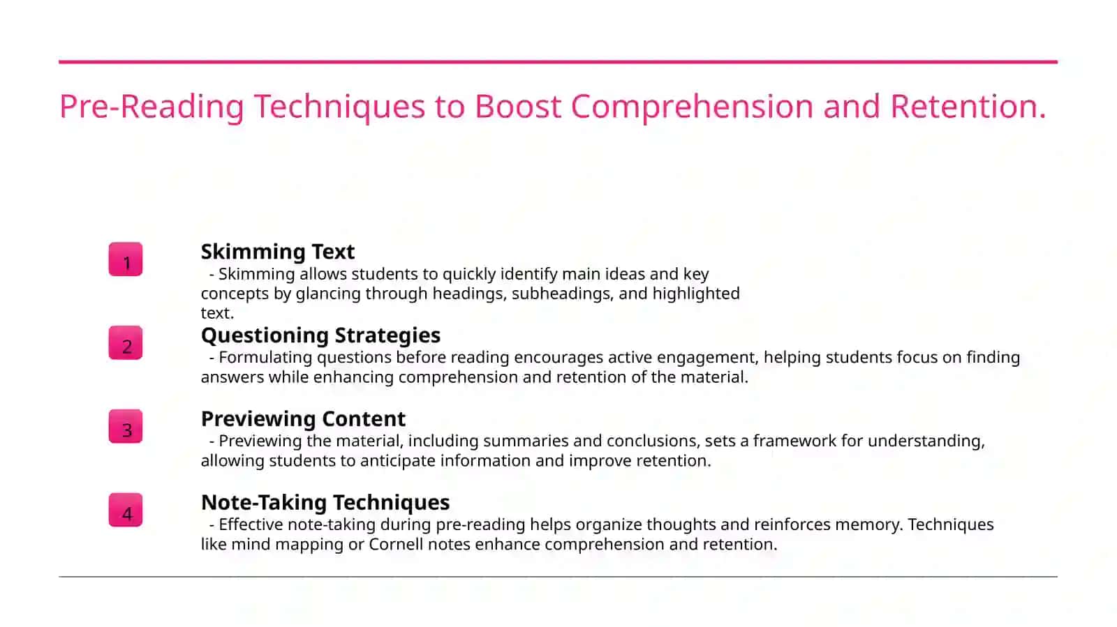 Importance of pre reading 4
