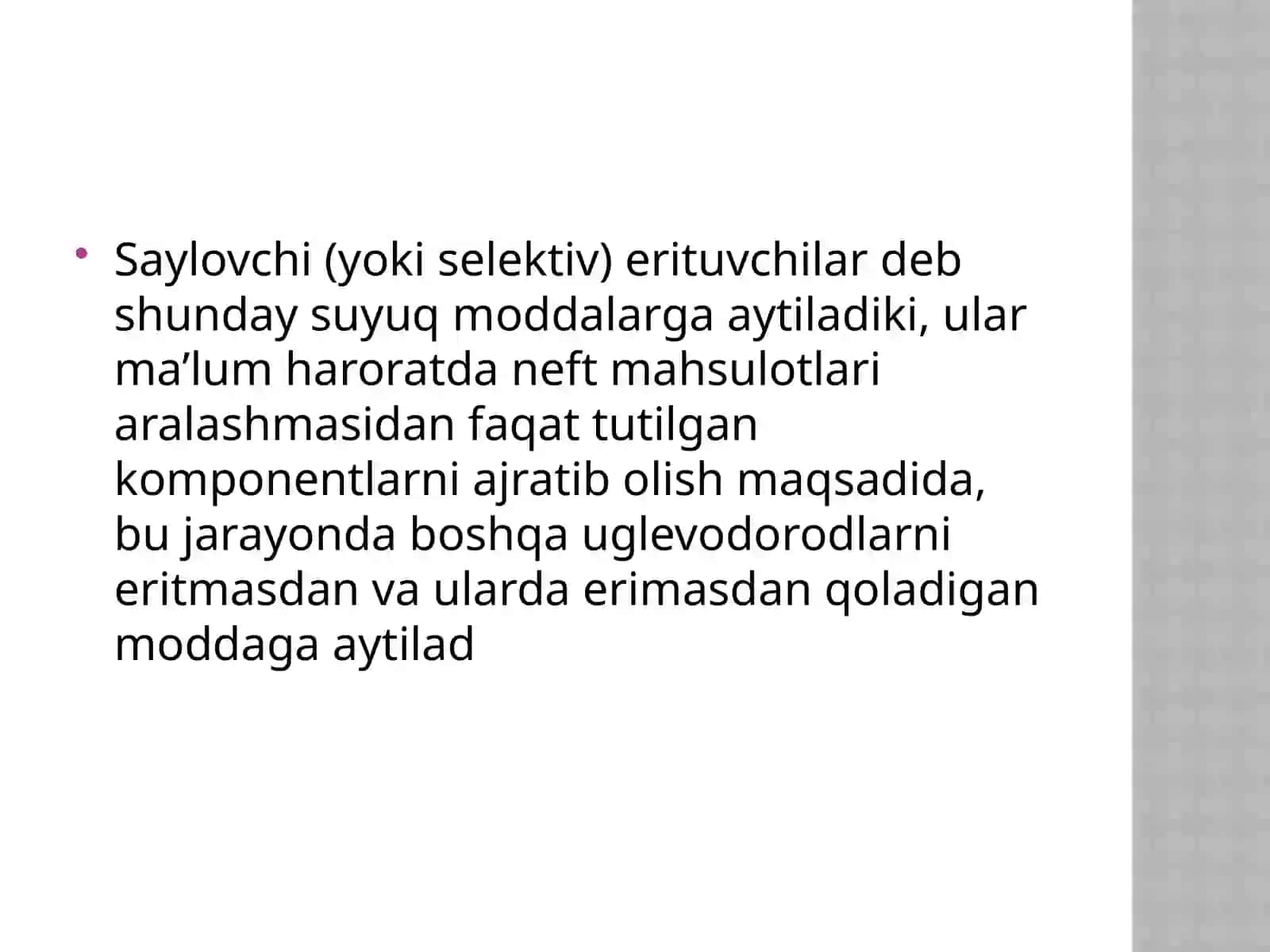 Moyfraktsiyalarini adsorbtsiya usuli bilan tozalashni intensivlash va seolitlar yordamida adsorbtsiyalash 4