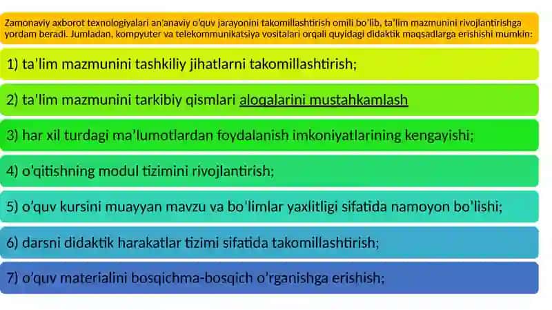 Axborot kommunikatsiya texnologiyalari va ularni ta'limda qo'llashning didaktik imkoniyatlari 4