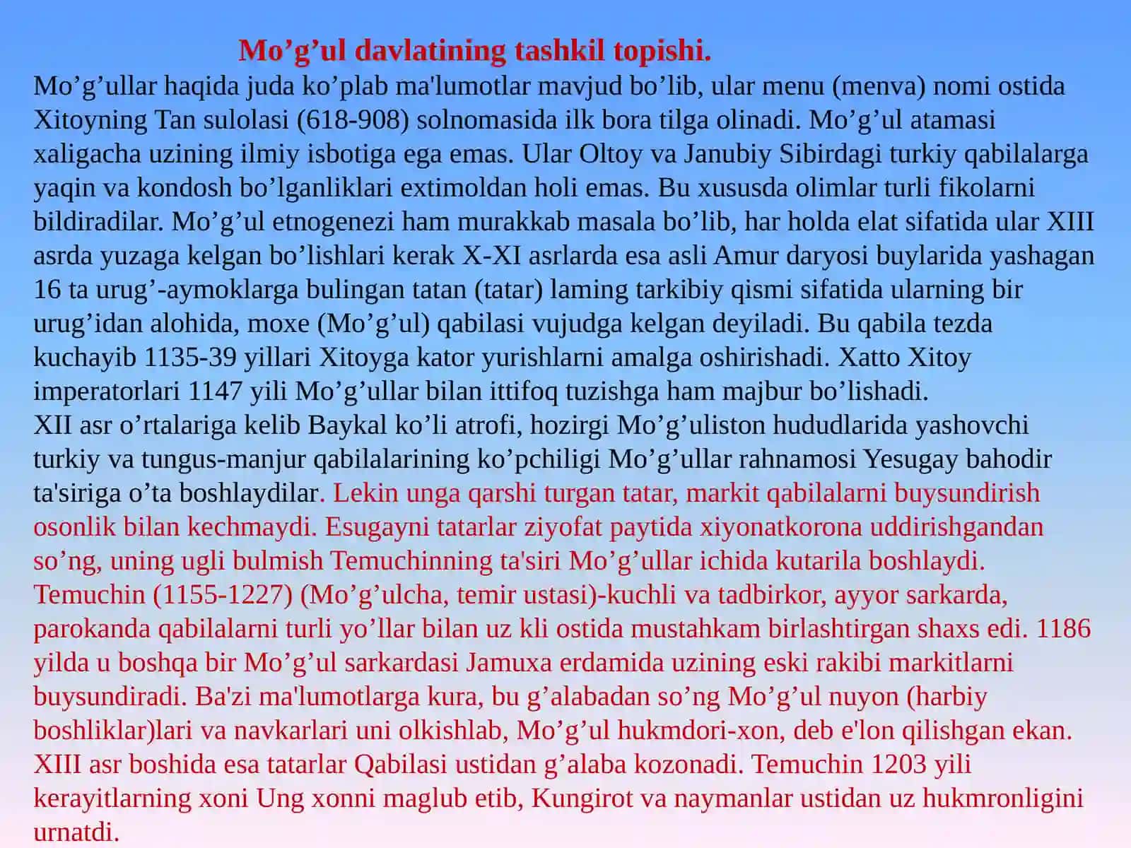 URDU TARIX FAKULTETI 191-GURUH TALABASI AMINOV ALISHERNING “JAHON TARIXI” FANIDAN TAYYORLAGAN TAQDIMOTI 4