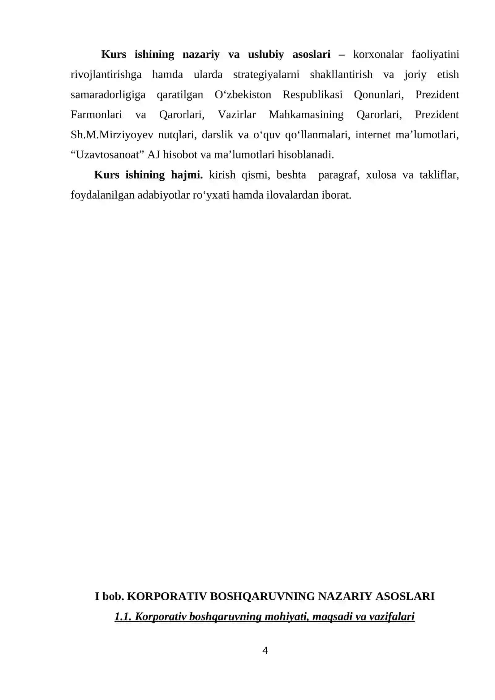 Sanoat korxonasining boshqarish tizimini takomillashtirish («O’zavtosanoat» AJ misolida) 4