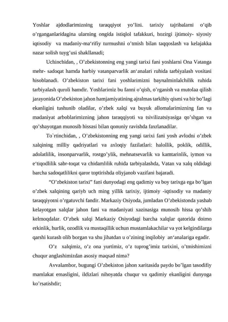 O‘zbekistonning eng yangi tarixi Fanidan Seminar Mashg’ulotlarni Bajrish Uchun Uslubiy Ko‘rsatma 4