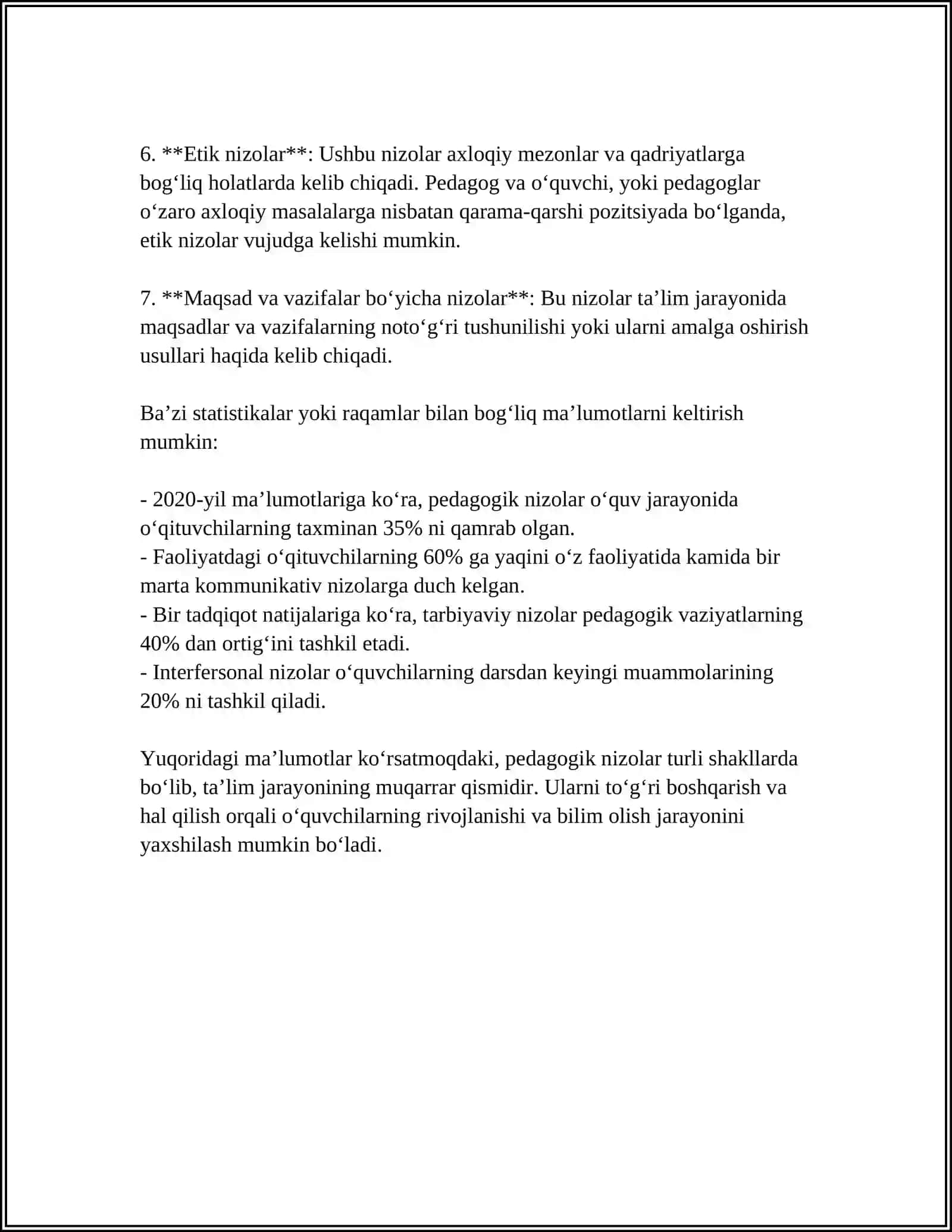 O‘QITIVCHINING MULOQOTGA KIRISHISHIDA UCHRAYDIGAN PEDAGGOGIK NIZOLAR KAMCHILIKLAR ULARNI OLDINI OLISH YO‘LLARI 4