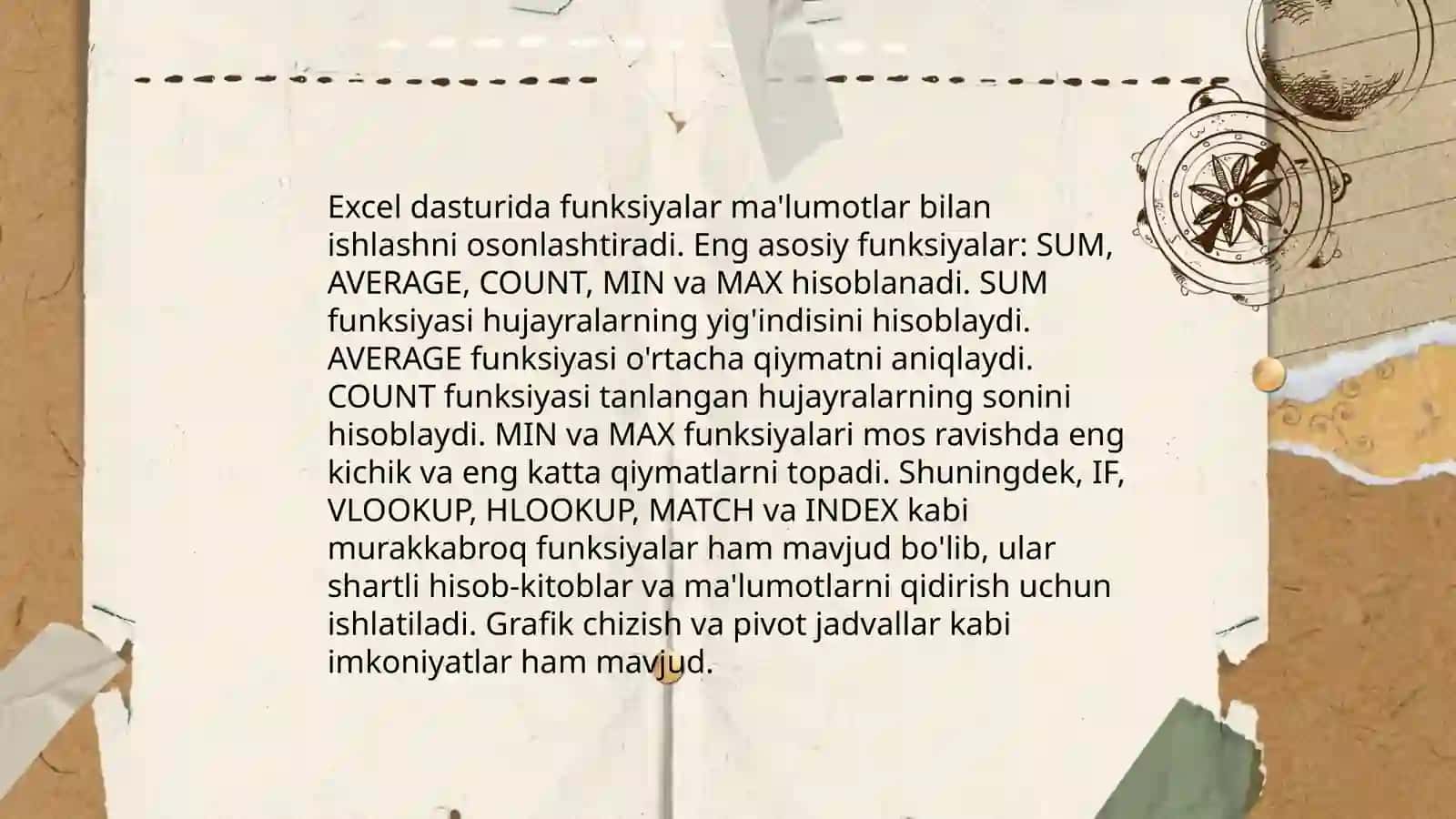 MS Excel dasturida formula va funksiyalar 4