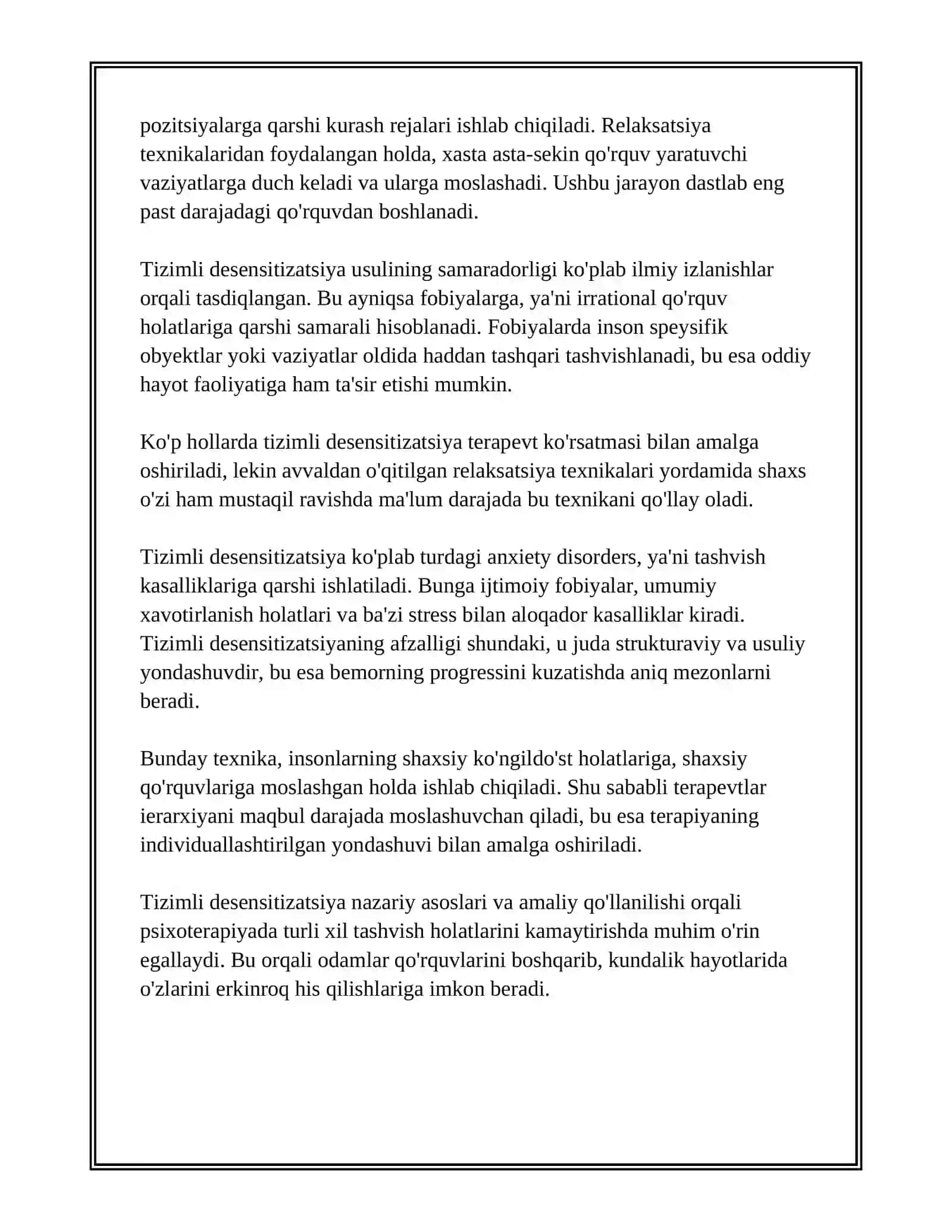 TIZIMLI DASENSITIZATSIYA USULI 4