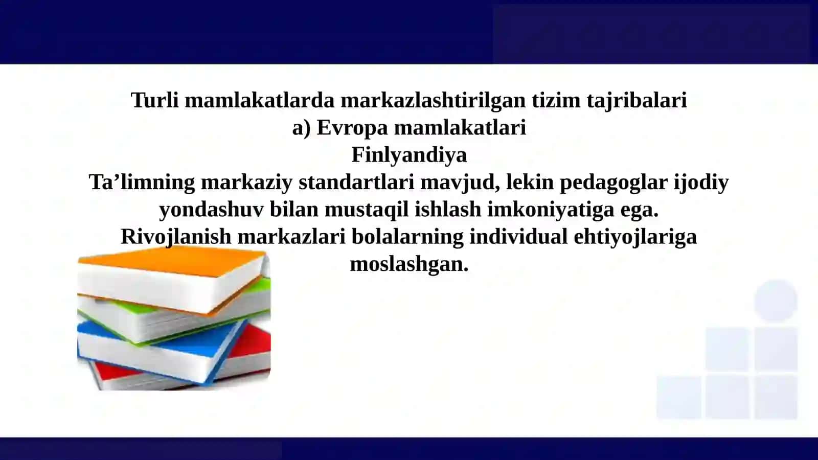Maktabgacha ta'lim markazlashtirilgan tizimlar 4