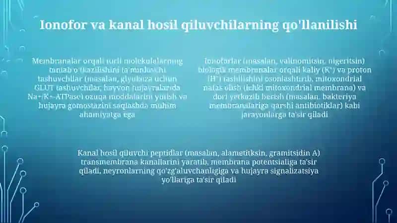 Kanal hosil qiluvchilar (porinlar, akvaporinlar) 4