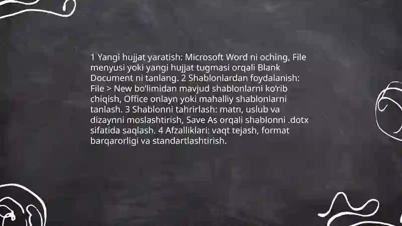 Microsoft Word dasturida hujjat yaratish, saqlash va tahrirlash 4