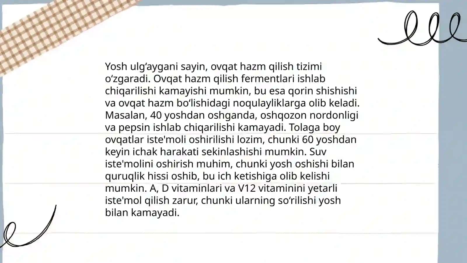 Ovqat hazm qilish tizimining yosh xususiyatlari va ovqatlanish gigiyenasi 4
