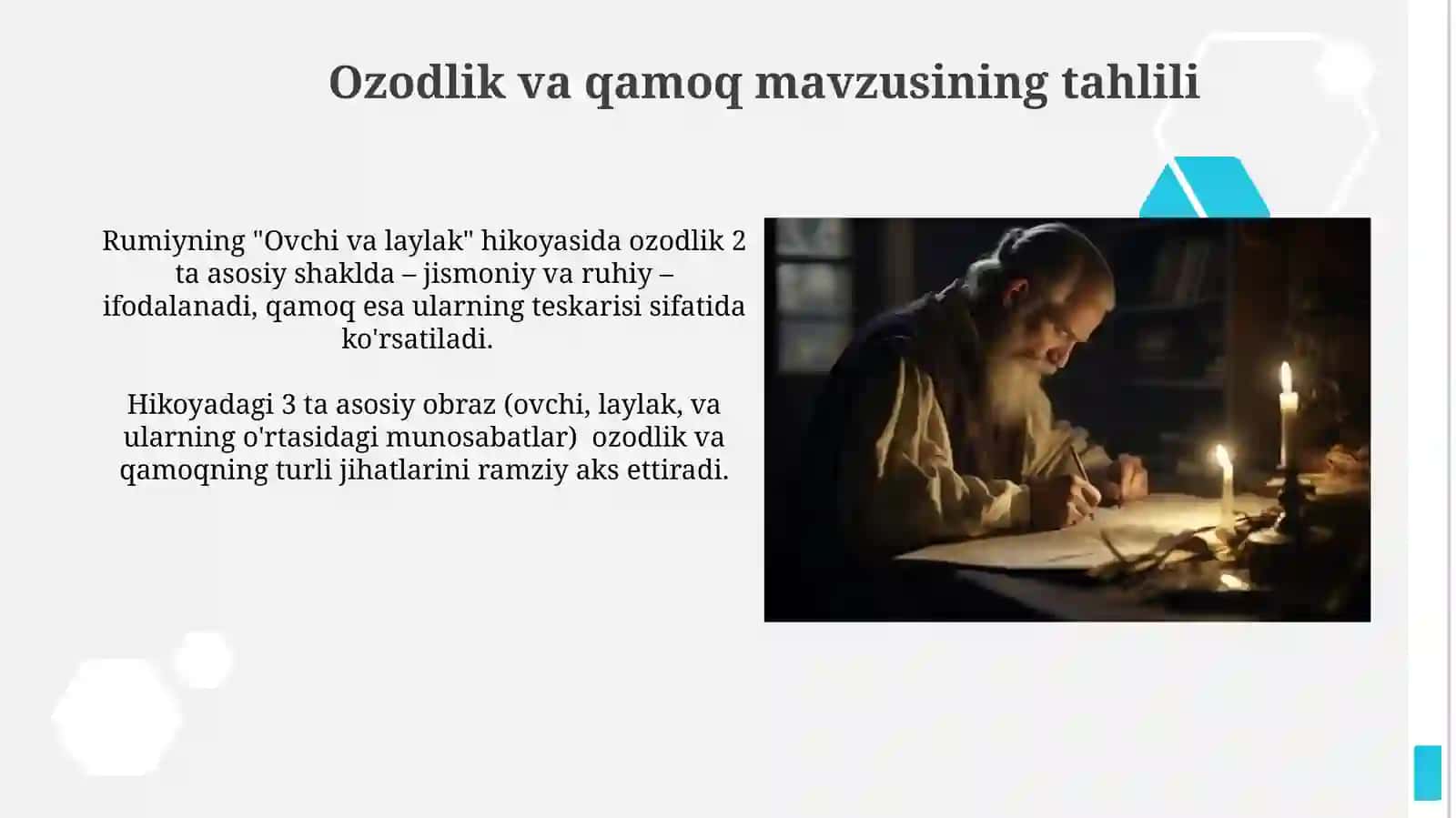 J.Rumiyning ovchi va lochin rivoyatining mohiyati va tarbiyaviy ahamiyati (ichindadir)asariasosida 4