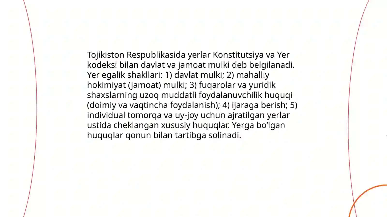 Tojikiston Respublikasida yerdan foydalanishning huquqiy asoslari 4
