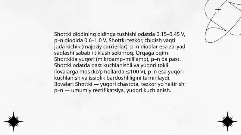 Shottki Diodi va ularning zamonaviy texnikada qo‘llanilishi 4