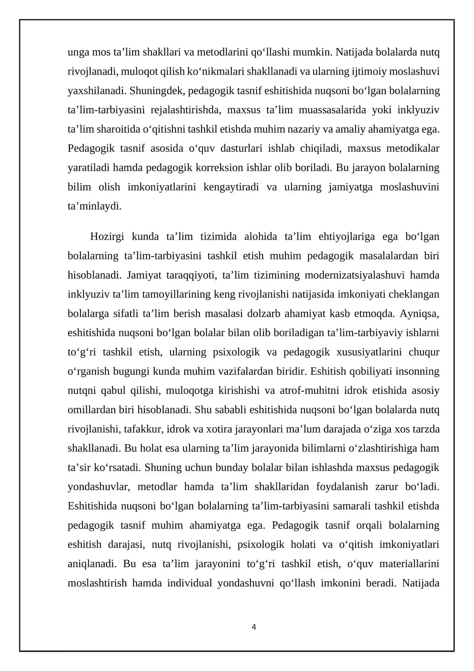 Eshitishida nuqsoni bo'lgan bolalarning ta'lim-tarbiyasida pedagogik tasnifning ahamiyati 4