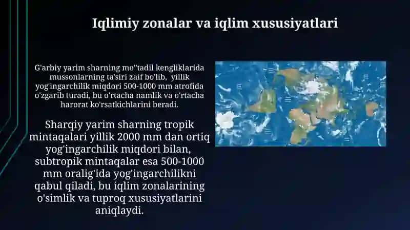 Sharqiy va ģarbiy yarim sharlarda joylashgan materiklarga qiyosiy tavsif 4
