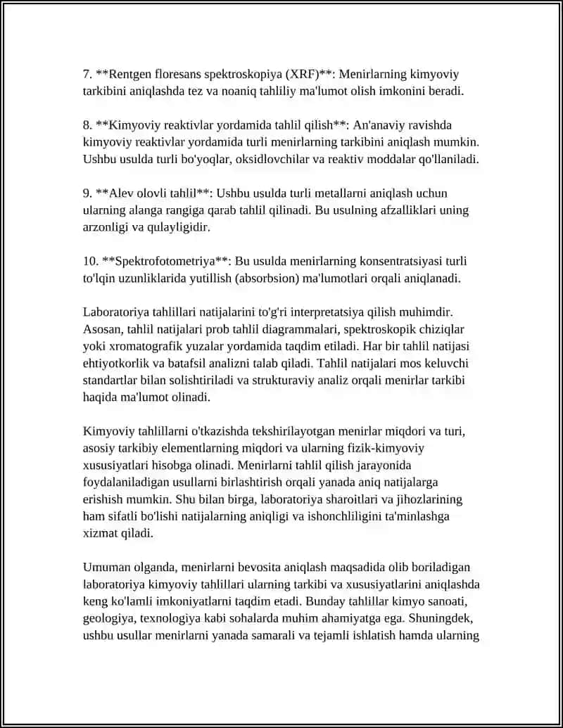 Menirlarni bevosita aniqlash: Laboratoriya kimyoviy tahlillari 4